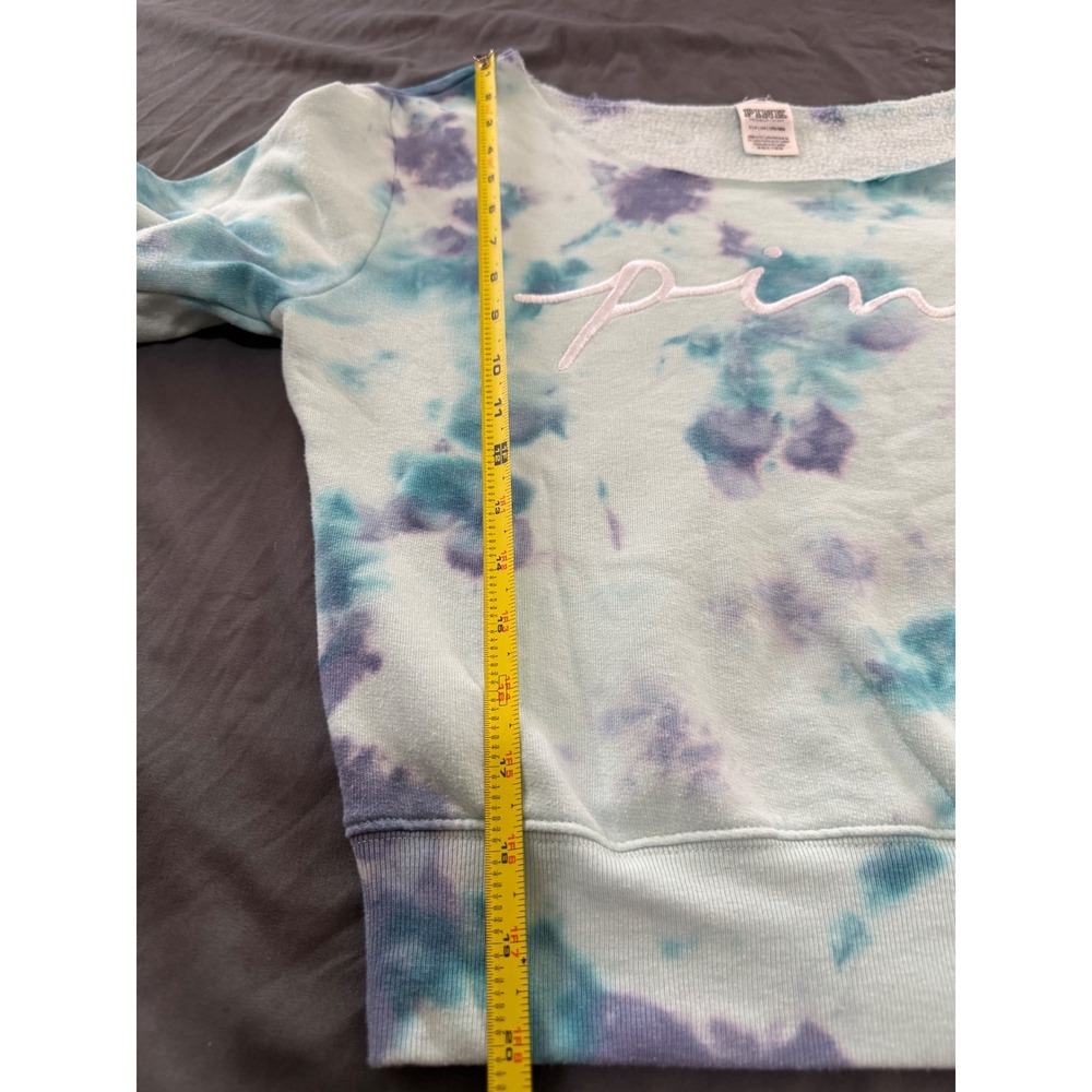 Victoria's Secret PINK Tie Dye Off Shoulder Sweatshirt Blue Purple Small - Picture 6 of 6